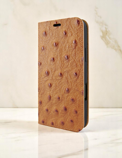Piel Frama 534 Tan Ostrich FramaSlim Book Style Leather Case for iPhone 17 Pro