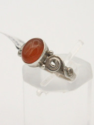 <p>Amber cabochon ring in 925 sterling silver. Size 8.5</p>