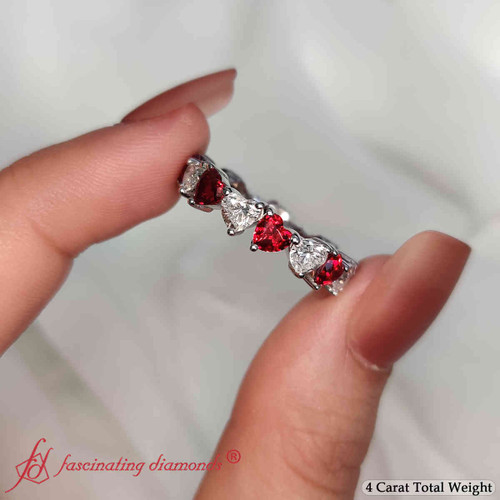 beautiful ruby heart eternity band 4 carat in FDEWB8860GRUDR NL WG