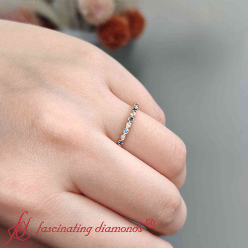diamond bezel set thin stack band with sapphire in yellow gold fdwb1408-fancy-1-yg