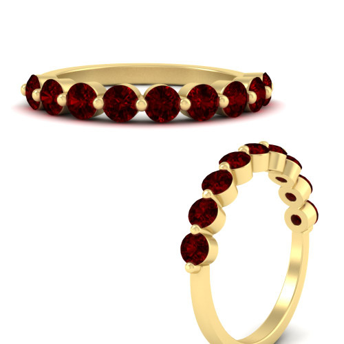1-carat-single-prong-half-eternity-ruby-colored-wedding-band-in-FD11345ROBGRUDRANGLE3-0.90CT-NL-YG