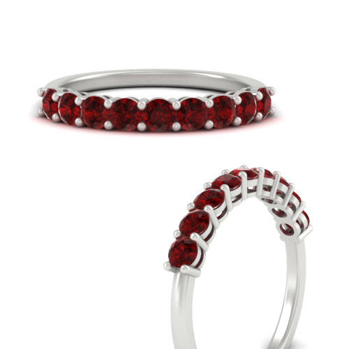 0.75 carat 9 stone round ruby wedding band in white gold FD8008B9GSGRUDRANGLE3 0.75CT NL WG