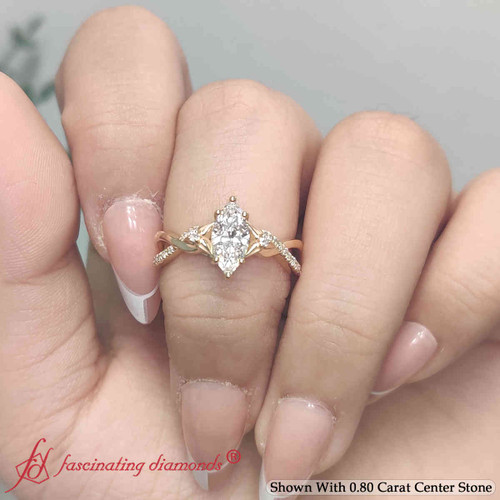 trinity knot marquise cut lab diamond engagement ring in FD9986MQR1 1.00+CT NL YG