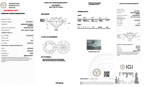 2.25 Carat Round Cut Lab Grown