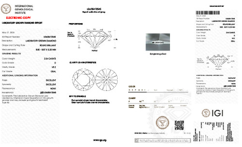 2.54 Carat Round Cut Lab Grown