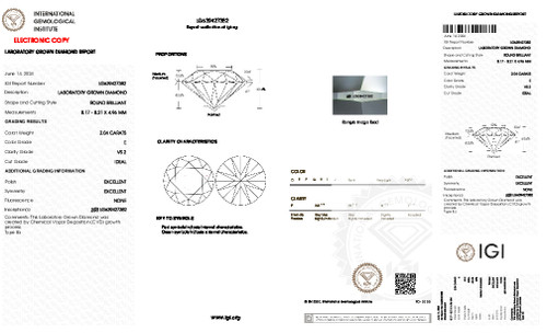 2.04 Carat Round Cut Lab Grown