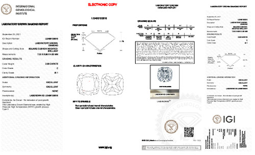 2.08 Carat Cushion Lab Grown