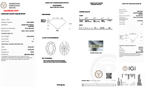 2.03 Carat Oval Lab Grown