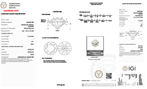 1.73 Carat Round Cut Lab Grown 1.73 Carat Round Cut Lab Grown
