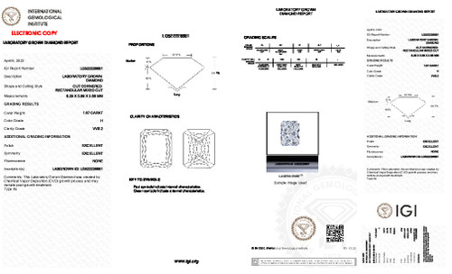 1.67 Carat Radiant Lab Grown 1.67 Carat Radiant Lab Grown