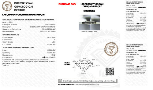 0.63 Carat Round Cut Lab Grown 0.63 Carat Round Cut Lab Grown