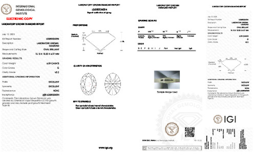 6.09 Carat Oval Lab Grown