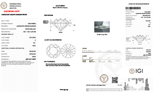 1.55 Carat Round Cut Lab Grown
