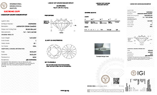 1.65 Carat Round Cut Lab Grown