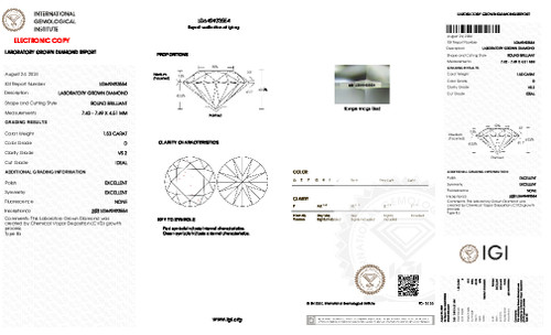 1.53 Carat Round Cut Lab Grown