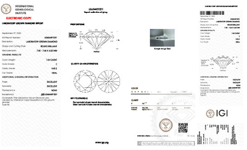 1.54 Carat Round Cut Lab Grown