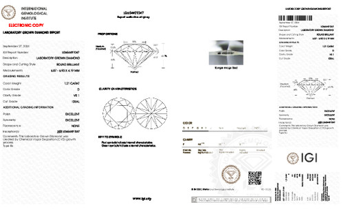 1.21 Carat Round Cut Lab Grown