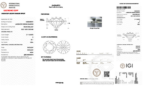 2.11 Carat Round Cut Lab Grown