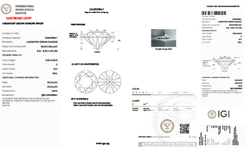 2.08 Carat Round Cut Lab Grown