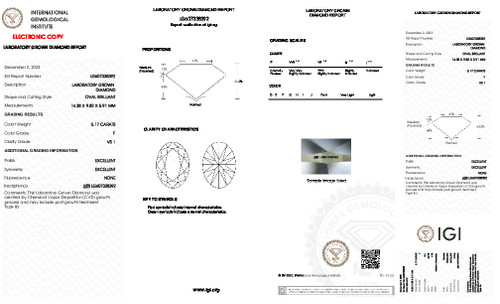 5.17 Carat Oval Lab Grown