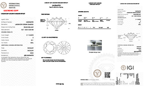 2.11 Carat Round Cut Lab Grown