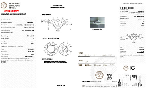 2.28 Carat Round Cut Lab Grown 2.28 Carat Round Cut Lab Grown
