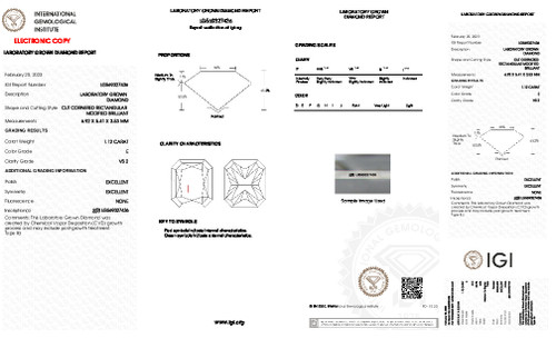1.12 Carat Radiant Lab Grown