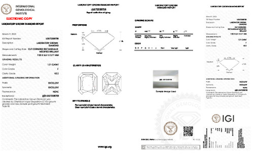 1.21 Carat Radiant Lab Grown