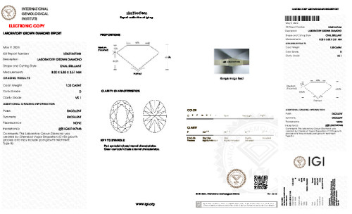 1.03 Carat Oval Lab Grown 1.03 Carat Oval Lab Grown