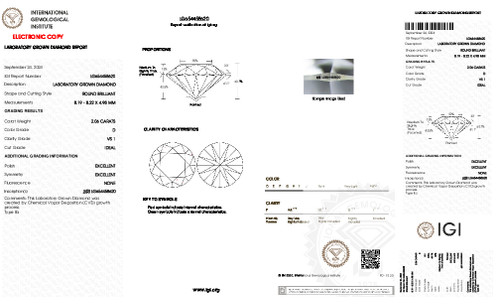 2.06 Carat Round Cut Lab Grown
