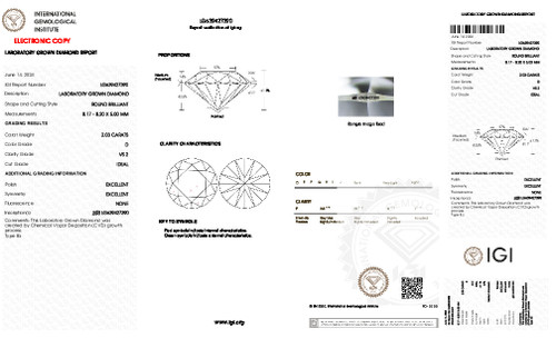 2.03 Carat Round Cut Lab Grown