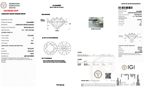 1.52 Carat Round Cut Lab Grown