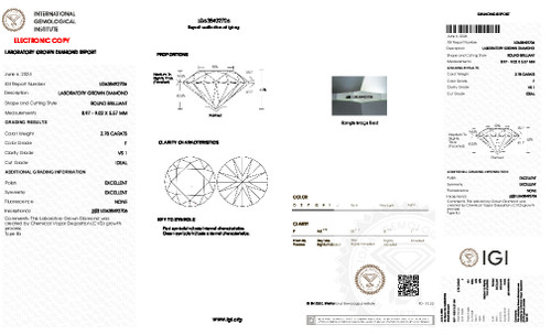 2.78 Carat Round Cut Lab Grown