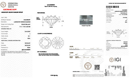 1.36 Carat Round Cut Lab Grown
