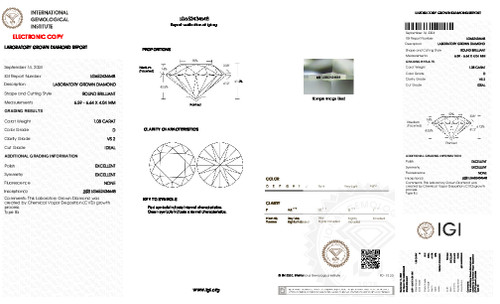 1.08 Carat Round Cut Lab Grown