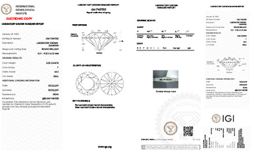 3.05 Carat Round Cut Lab Grown