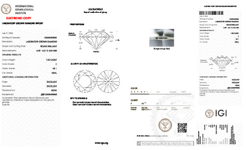 1.05 Carat Round Cut Lab Grown
