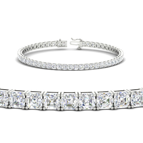 asscher cut 8 carat diamond tennis bracelet in white gold FDBRC10367 15CT NL WG