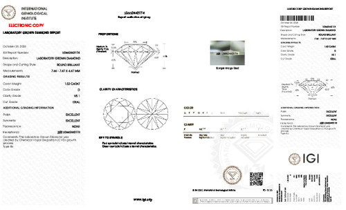1.52 Carat Round Cut Lab Grown