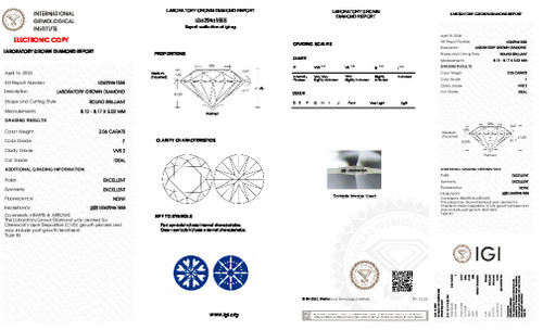 2.06 Carat Round Cut Lab Grown