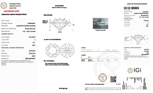 1.33 Carat Round Cut Lab Grown