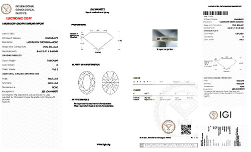 1.03 Carat Oval Lab Grown 1.03 Carat Oval Lab Grown