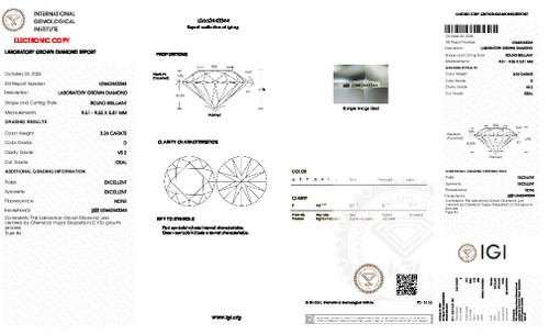3.24 Carat Round Cut Lab Grown