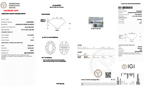 1.54 Carat Oval Lab Grown