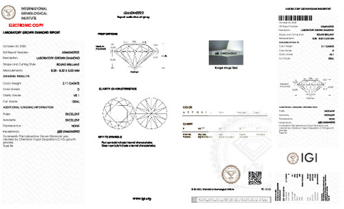 2.11 Carat Round Cut Lab Grown