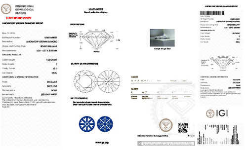 1.03 Carat Round Cut Lab Grown