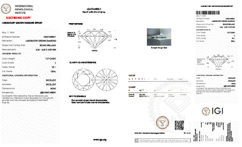 1.07 Carat Round Cut Lab Grown