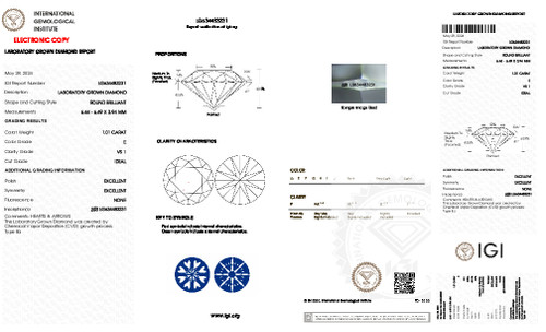 1.01 Carat Round Cut Lab Grown