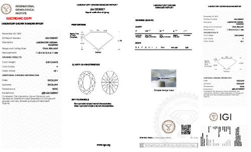 3.00 Carat Oval Lab Grown