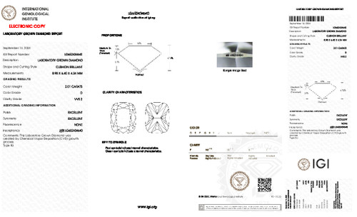 2.01 Carat Cushion Lab Grown